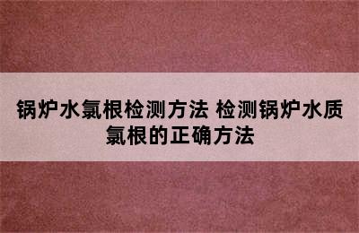 锅炉水氯根检测方法 检测锅炉水质氯根的正确方法